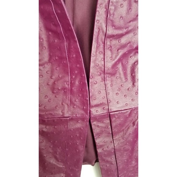 Vintage Hal Rubenstein Sz. L Purple Textured 100% Leather Jacket W/Pockets - Picture 3 of 7